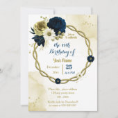 Invitation Fête d'anniversaire de la couronne d'or fleurie en (Devant)