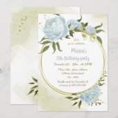 Invitation fête d'anniversaire de la couronne d'or floral ble (Devant / Derrière)