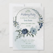 Invitation fête d'anniversaire de la couronne fleurie blanche (Devant)