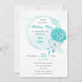 Invitation fête d'anniversaire de la couronne florale blanche (Devant)