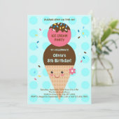 Invitation Fête d'anniversaire de la Crème de glace Cone (Debout devant)