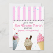 Invitation Fête d'anniversaire de la crème de glace Pink I (Devant)