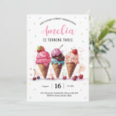 Invitation Fête d'anniversaire de la crème glacée (Debout devant)