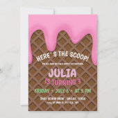 Invitation Fête d'anniversaire de la crème glacée (Devant)