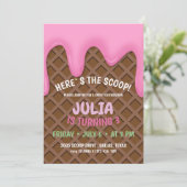 Invitation Fête d'anniversaire de la crème glacée (Debout devant)