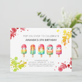 Invitation Fête d'anniversaire de la crème glacée d'été (Debout devant)