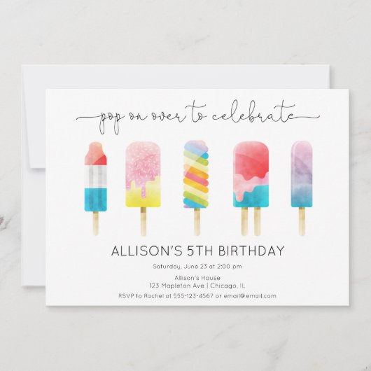 Invitation Fête d'anniversaire de la crème glacée d'été (Devant)