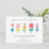 Invitation Fête d'anniversaire de la crème glacée d'été (Debout devant)