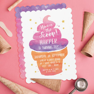 Invitation Fête d'anniversaire de la crème glacée d'été