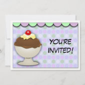 Invitation Fête d'anniversaire de la crème glacée, Pastel Awn (Dos)