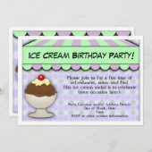 Invitation Fête d'anniversaire de la crème glacée, Pastel Awn (Devant / Derrière)