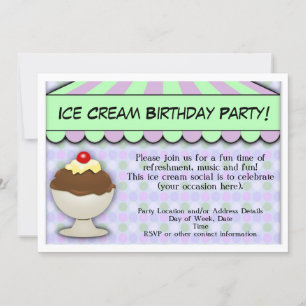Invitation Fête d'anniversaire de la crème glacée, Pastel Awn