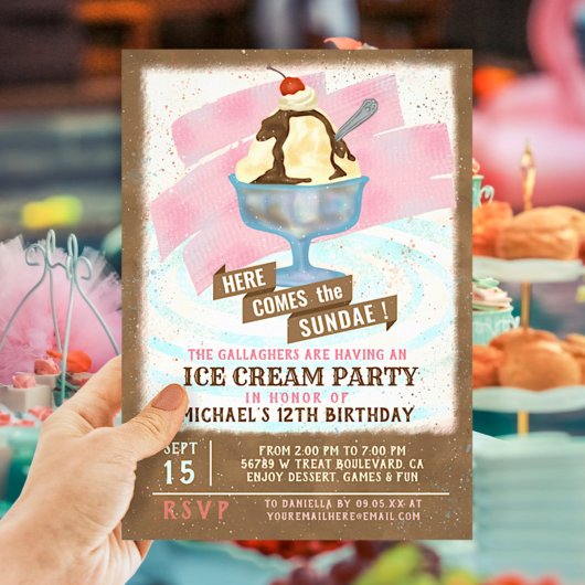 Invitation Fête d'anniversaire de la crème glacée | Voici les