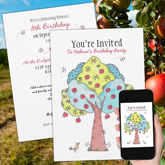 Invitation Fête d'anniversaire de la cueillette de pommes