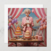 Invitation Fête d'anniversaire de la Dame rose (Devant / Derrière)