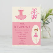 Invitation Fête d'anniversaire de la danseuse de ballet rose (Debout devant)