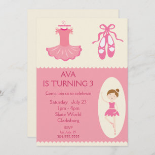 Invitation Fête d'anniversaire de la danseuse de ballet rose