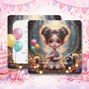 Invitation Fête d'anniversaire de la fée Cottagecore en forêt