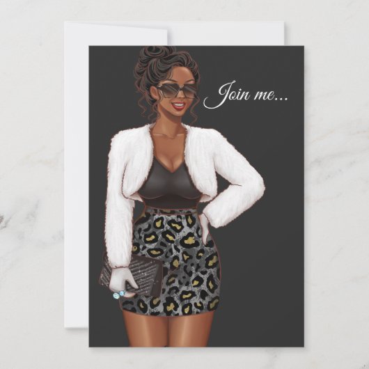 Invitation Fête d'anniversaire de la femme noire (Devant)
