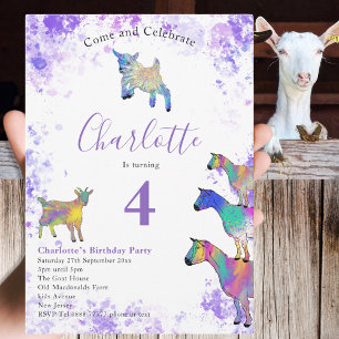 Invitation Fête d'anniversaire de la ferme de chèvres mignonn