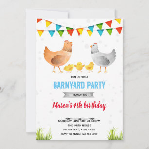 Invitation Fête d'anniversaire de la ferme de poulet