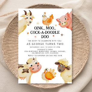 Invitation Fête d'anniversaire de la ferme et des animaux de 