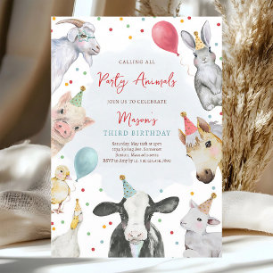 Invitation Fête d'anniversaire de la ferme pour garçon