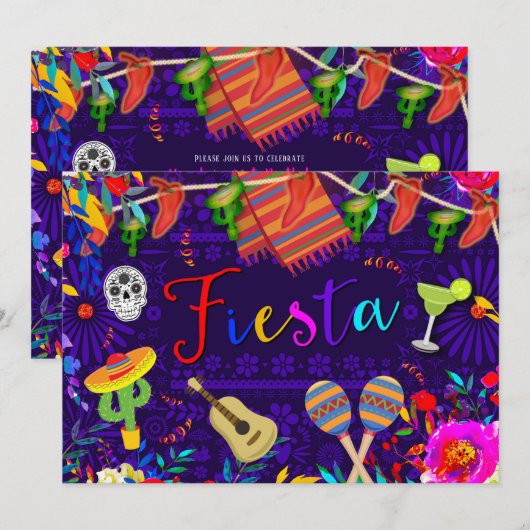 Invitation Fête d'anniversaire de la fête Cinco De Mayo (Devant / Derrière)