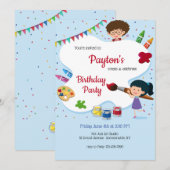 Invitation Fête d'anniversaire de la fête de l'art (Devant / Derrière)