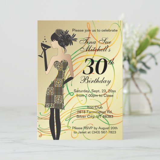 Invitation Fête d'anniversaire de la Fille (Debout devant)