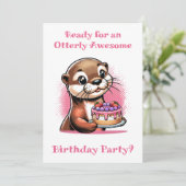 Invitation Fête d'anniversaire de la fille à thème Otter (Debout devant)