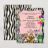 Invitation Fête d'anniversaire de la fille africaine rose de (Devant / Derrière)