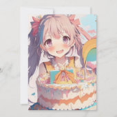 Invitation Fête d'anniversaire de la fille Anime (Devant)