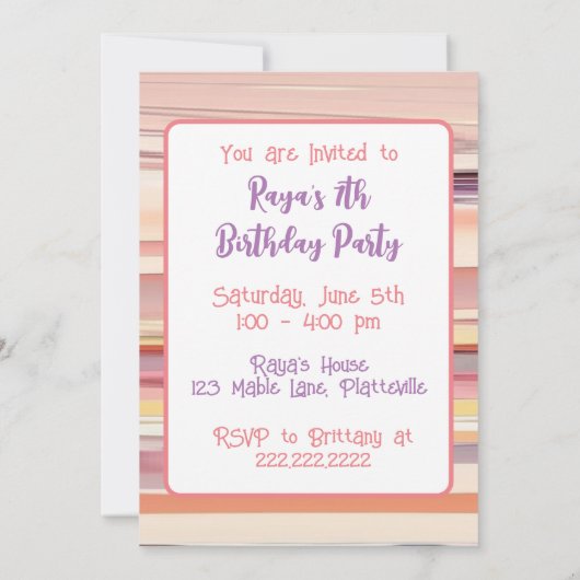 Invitation Fête d'anniversaire de la fille Anime (Dos)