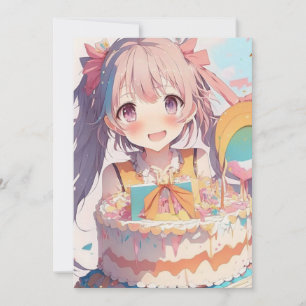 Invitation Fête d'anniversaire de la fille Anime