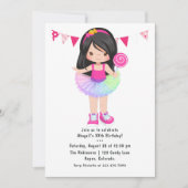 Invitation Fête d'anniversaire de la fille au tutu de Candy L (Devant)