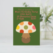 Invitation Fête d'anniversaire de la fille aux champignons ro (Debout devant)