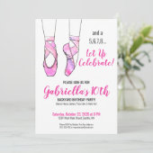 Invitation Fête d'anniversaire de la fille de ballet rose (Debout devant)
