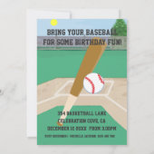 Invitation Fête d'anniversaire de la fille de baseball rose m (Dos)