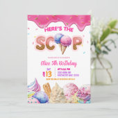 Invitation Fête d'anniversaire de la fille de crème glacée ro (Debout devant)