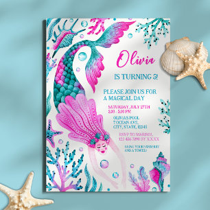 Invitation Fête d'anniversaire de la fille de la Mermaid Pool