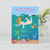 Invitation Fête d'anniversaire de la fille de plongée en apné (Debout devant)
