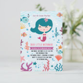 Invitation Fête d'anniversaire de la fille de sirène magique (Debout devant)