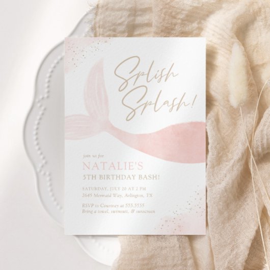 Invitation Fête d'anniversaire de la fille de sirène rose