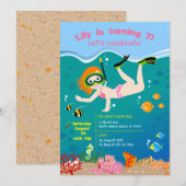 Invitation Fête d'anniversaire de la fille de snorkeling avec (Devant / Derrière)