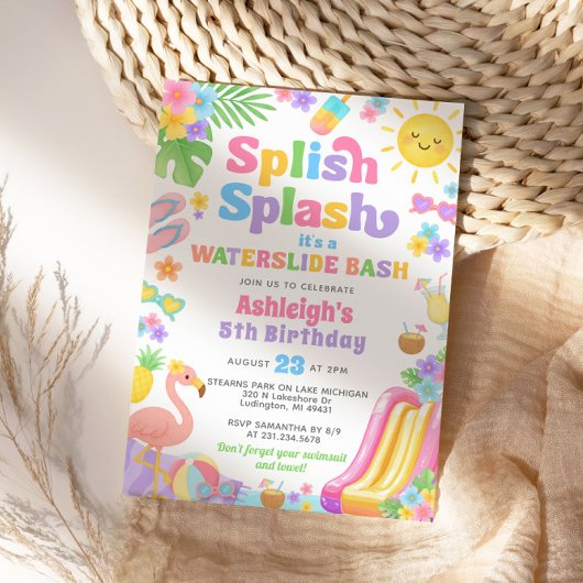 Invitation Fête d'anniversaire de la fille de toboggan d'été