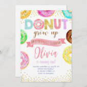 Invitation Fête d'anniversaire de la fille Doughnut rose (Devant / Derrière)