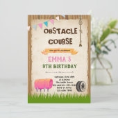 Invitation Fête d'anniversaire de la fille du cours d'obstacl (Debout devant)