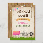 Invitation Fête d'anniversaire de la fille du cours d'obstacl (Devant / Derrière)