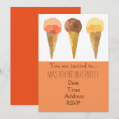 Invitation Fête d'anniversaire de la fille en pastel de glace (Devant / Derrière)